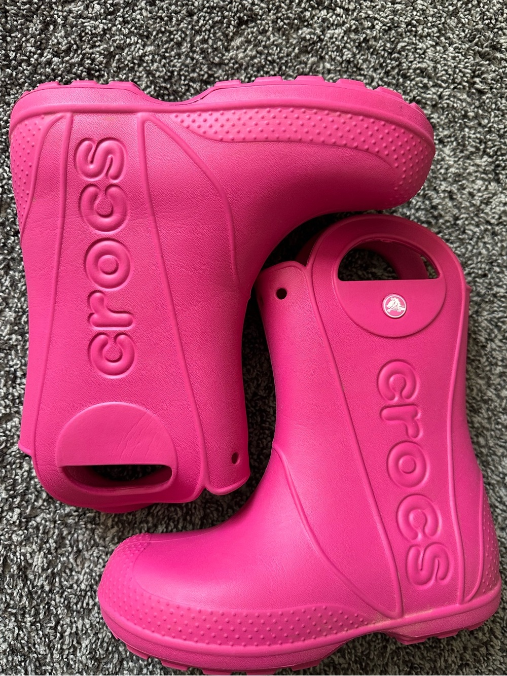 CROCS Kids Hot Pink Handle It Waterproof Rain Boots Size 1 Youth